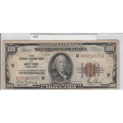$100 FRBN 1929 BROWN SEAL