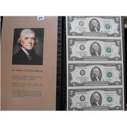 UNCUT SHEET $2 BILLS 2003