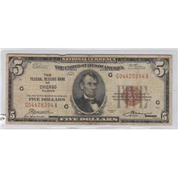 $5 FRBN 1929 BROWN SEAL