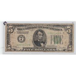 $5 REDEEMABLE IN GOLD 1928 FRN NUMERICAL