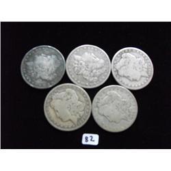 5 MORGAN SILVER DOLLARS