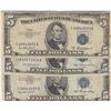 Image 1 : LOT OF 3 $5 SILVER CERTIFICATES 1953