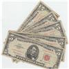 Image 1 : LOT OF 5 $5 1963 RED SEAL NOTES $25 FACE