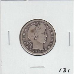 1916 SILVER BARBER QUARTER