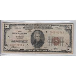 $20 FRBN BROWN SEAL 1929