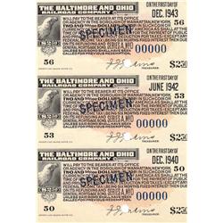 $2.5 SPECIMEN BOND 1943 BALTIMORE AND OHIO RAIL