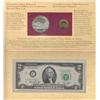 Image 1 : JEFFERSON SILVER DOLLAR AND CURRENCY SET $2 STAR NOTE 1976