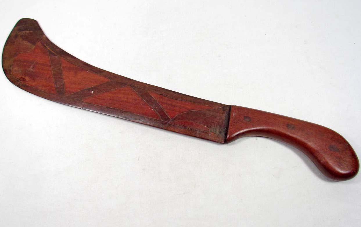 VINTAGE HAND CARVED HAITI WOOD MACHETE