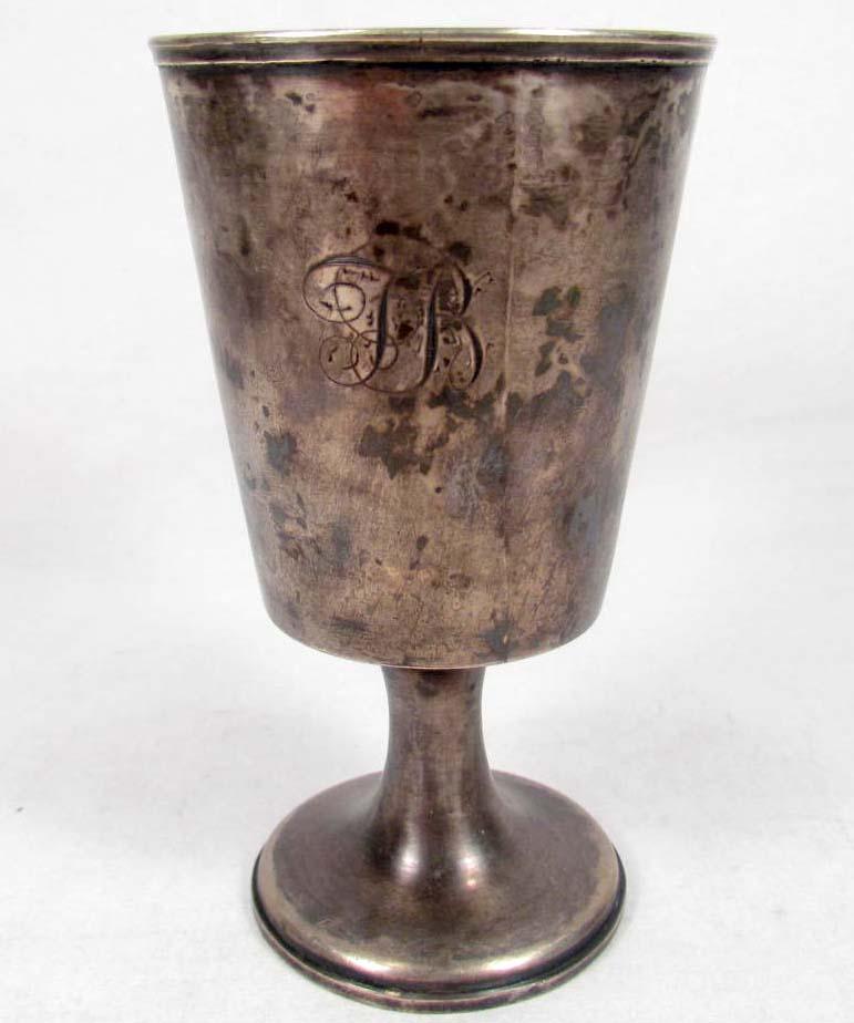 LOT OF 2 VINTAGE ENGRAVED PEWTER GOBLETS