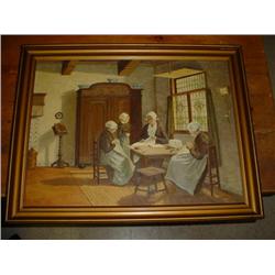 Oil on canvas Maids at work signed HL