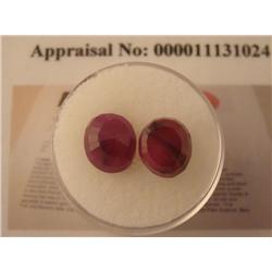 2 Oval Earth Mined Ruby Gemstone 4.5 ct. Red w/ COAs