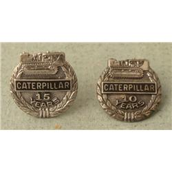 2 Sterling Silver Caterpillar Service Pins 10 & 15 Yrs