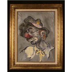R. Dolph Original 3-D Painting Sad Clown Framed