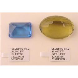 2 Gemstones Topaz 34.00 ctw & Citrine 80.66 ctw Cut
