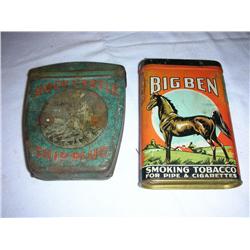 2 tobacco tins -Big Ben, and Rock Castle
