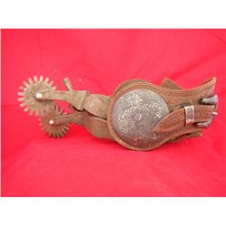 Crockett Renalde engraved spurswith awesome leathers with engraved silver  and buckles