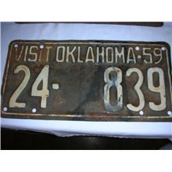 1959 Oklahoma license plate1958 Oklahoma license plate