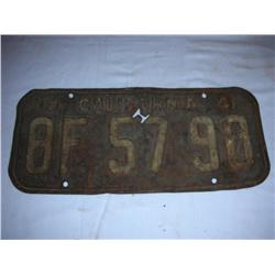 2 license plates1941 California plate 1958 Texas plate
