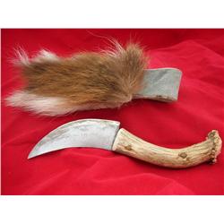 Hand made knife deer hide sheath