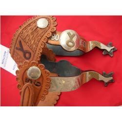 Pair of custom made spurs YO RanchDesigned by Rusty Cox for the YO  RanchCentennial.  They are doubl
