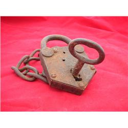 hand made forged lock  w/key very unique