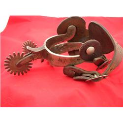 Very nice iron spurslarge rowels, plated w/etching