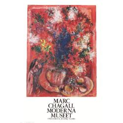 1982 Chagall Les Fleurs Rouge Poster