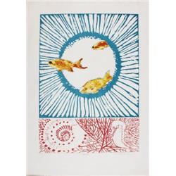 Signed Royce Trois Poissons Etching