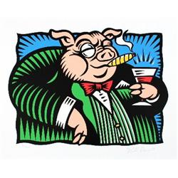 Signed 1997 Morris The Pig Serigraph