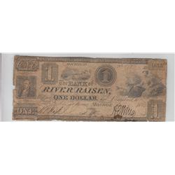 $1 OBSOLETE RAISIN RIVER MICHIGAN 1845