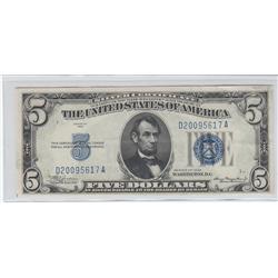 $5 UNC SILVER CERTIFICATE EMBOSSING  1934 BOLD