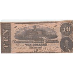 $10 CSA CONFEDERATE 1862 NICER DATE