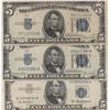 LOT OF 3 $5 SILVER CERTIFICATE 1934 & 1953