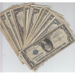 LOT OF 23 SILVER CERTIFICATES $1 1957 & 1935