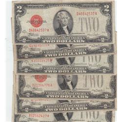LOT OF 6 $2 RED SEAL 1928 SERIES