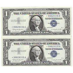 2 CONSECUTIVE STAR NOTES BLAZING APPEAL $1 GEM 1957