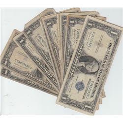 GROUP OF 10 $1 1935 SILVER CERTIFICATES