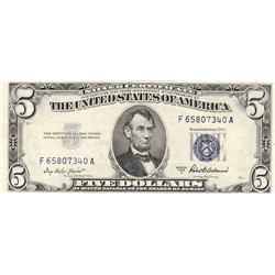 $5 SILVER CERTIFICATE 1953 SNAPPY UNCIRCULATED EMBOSSED