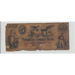 $5 OBSOLETE FRANKLIN 1859