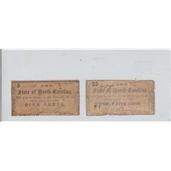 5 AND 25 CENT NORTH CAROLINA FRACTIONAL OBSOLETES