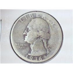 1936 WASHINGTON SILVER QUARTER