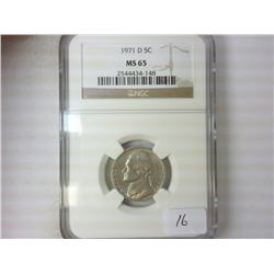 1971-D JEFFERSON NICKEL NGC MS65