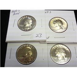 1968-S, 69-S, 70-S & 73-S WASHINGTON QUARTERS