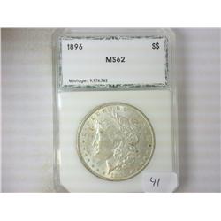 1896 MORGAN SILVER DOLLAR PCI MS62
