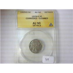 1929-S BUFFALO NICKEL ANACS AU50 DETAILS