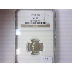1976-D ROOSEVELT DIME NGC MS66