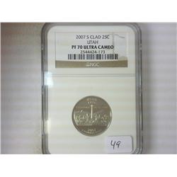 2007-S UTAH QUARTER NGC PF70 ULTRA CAMEO