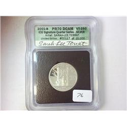 2001-S VERMONT SILVER QUARTER ICG PR70  DCAM