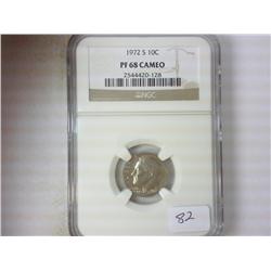 1972-S ROOSEVELT DIME NGC PF68 CAMEO
