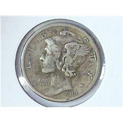 1919-D MERCURY DIME (VERY FINE)